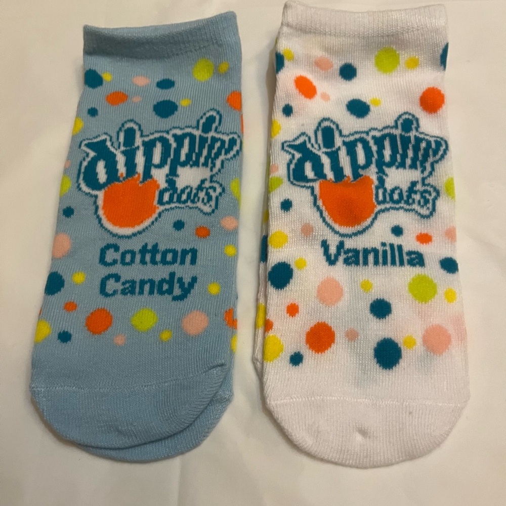 3/$18.00 Dippin' Dots Ladies 6PK No Show Socks - White with Colorful Dots - Picture 12 of 14